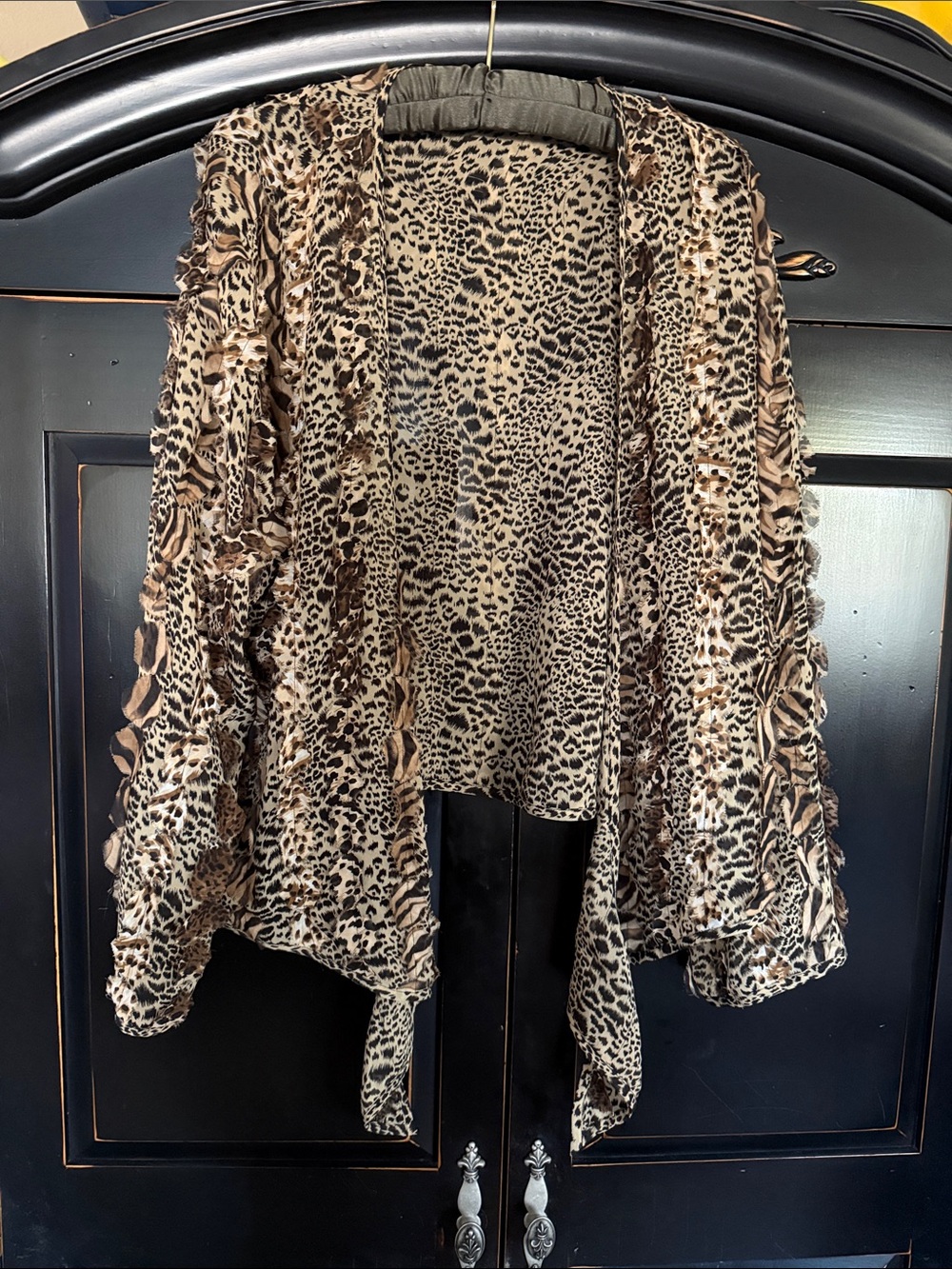 Chico's Leopard Print Silk Top in Beige and Black